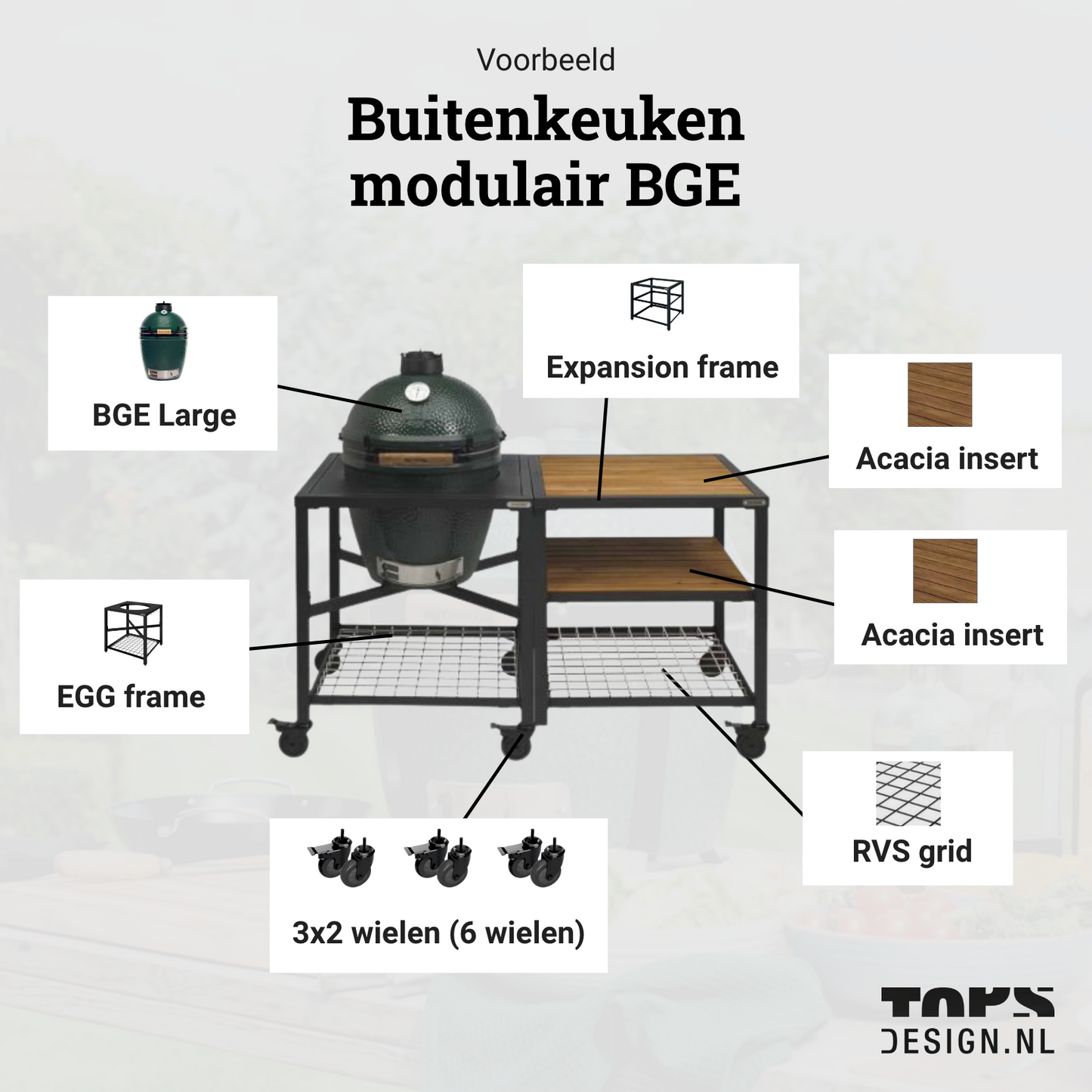 Big Green Egg frame + Big Green Egg (optioneel)